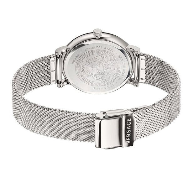  Shop Authentic Versace V-Circle Silver Dial Silver Mesh Bracelet Watch for Men - VBQ060017 - Luxxuri