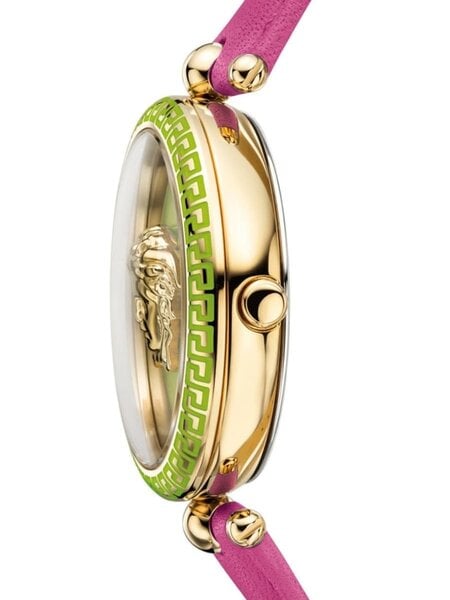  Shop Authentic Versace Palazzo Empire Green Dial Pink Leather Strap Watch for Women - VCO150017 - Luxxuri