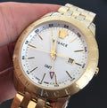  Shop Authentic Versace Univers Quartz White Dial Gold Steel Strap Watch for Men - VEBK00518 - Luxxuri