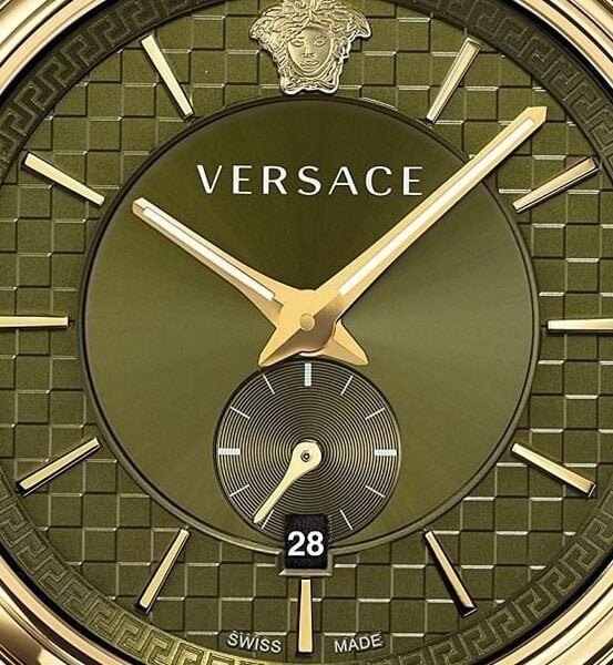  Shop Authentic Versace V-Circle Quartz Green Dial Green Leather Strap Watch for Men - VEBQ01519 - Luxxuri