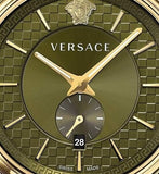  Shop Authentic Versace V-Circle Quartz Green Dial Green Leather Strap Watch for Men - VEBQ01519 - Luxxuri