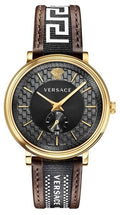  Shop Authentic Versace V-Circle Quartz Black Dial Brown Leather Strap Watch for Men - VEBQ01619 - Luxxuri