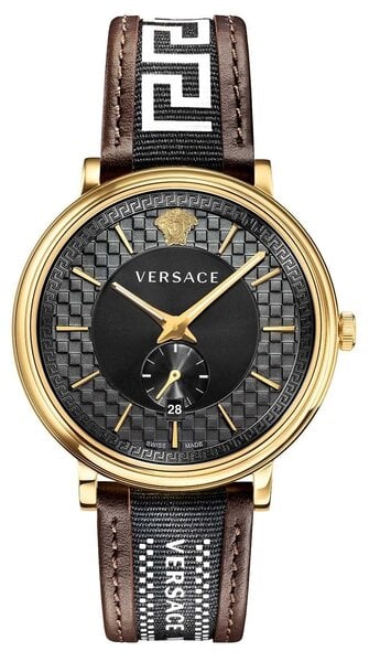  Shop Authentic Versace V-Circle Quartz Black Dial Brown Leather Strap Watch for Men - VEBQ01619 - Luxxuri
