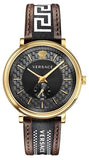  Shop Authentic Versace V-Circle Quartz Black Dial Brown Leather Strap Watch for Men - VEBQ01619 - Luxxuri