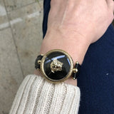  Shop Authentic Versace Palazzo Empire Black Dial Black Leather Strap Watch for Women - VCO020017 - Luxxuri