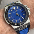  Shop Authentic Versace Chain Reaction Quartz Blue Dial Blue & Black Leather Strap Watch for Men - VEDY00119 - Luxxuri