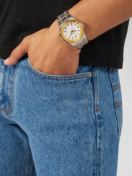  Shop Authentic Versace Chain Reaction Quartz White Dial Two Tone Steel Strap Watch for Men - VEDY00519 - Luxxuri