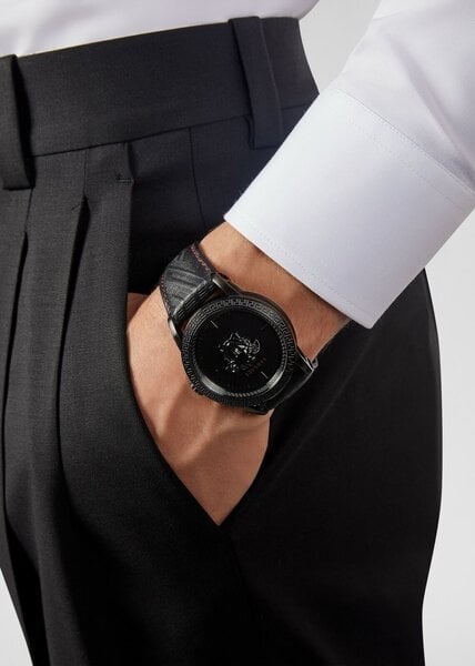 Shop Authentic Versace Palazzo Empire Black Dial Black Leather Strap Watch for Men - VERD00218 - Luxxuri