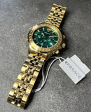  Shop Authentic Versace V-Ray Chronograph Quartz Green Dial Gold Steel Strap Watch For Men - VE2I00621 - Luxxuri