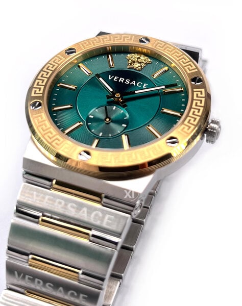  Shop Authentic Versace Hellenyium Quartz Green Dial Silver Steel Strap Watch For Men - VEVK00420 - Luxxuri
