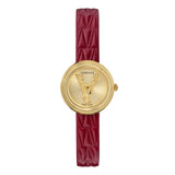  Shop Authentic Versace Virtus Mini Quartz Gold Dial Red Leather Strap Watch For Women - VET300521 - Luxxuri