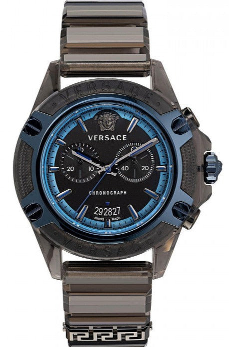  Shop Authentic Versace icon Active Chronograph Black Dial Black Silicone Strap Watch For Men - VEZ700622 - Luxxuri