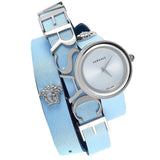  Shop Authentic Versace V Flare Silver Dial Blue Leather Strap Watch for Women - VEBN00118 - Luxxuri
