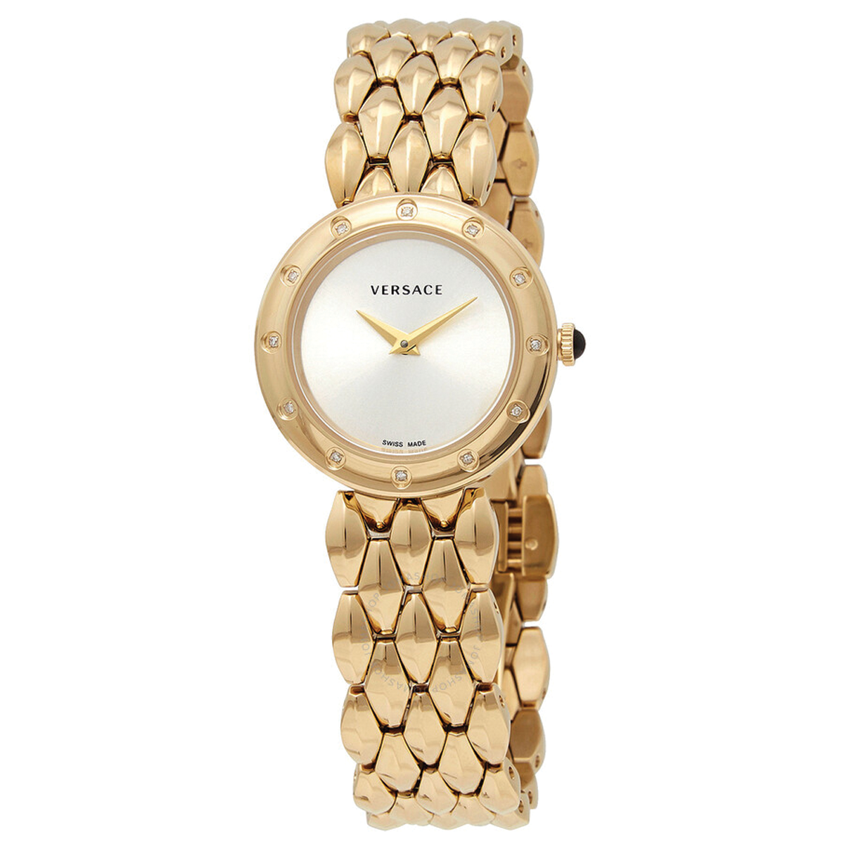  Shop Authentic Versace V-Flare Quartz Silver Dial Gold Steel Strap Watch for Women - VEBN00818 - Luxxuri