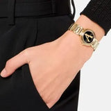  Shop Authentic Versace V Virtus Quartz Black Dial Gold Steel Strap Watch For Women - VET300121 - Luxxuri
