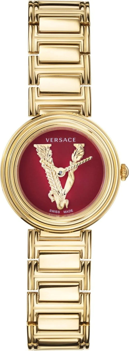  Shop Authentic Versace Virtus Mini Quartz Red Dial Gold Steel Strap Watch For Women - VET300321 - Luxxuri