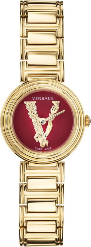  Shop Authentic Versace Virtus Mini Quartz Red Dial Gold Steel Strap Watch For Women - VET300321 - Luxxuri