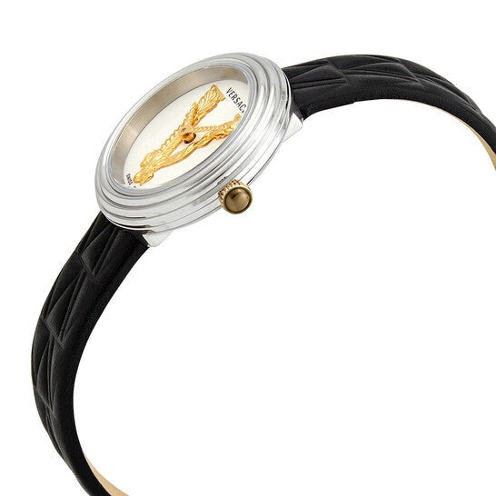  Shop Authentic Versace Virtus Quartz White Dial Black Leather Strap Watch For Women - VET300421 - Luxxuri
