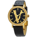  Shop Authentic Versace Virtus Quartz Black Dial Black Leather Strap Watch for Women - VEHC00119 - Luxxuri