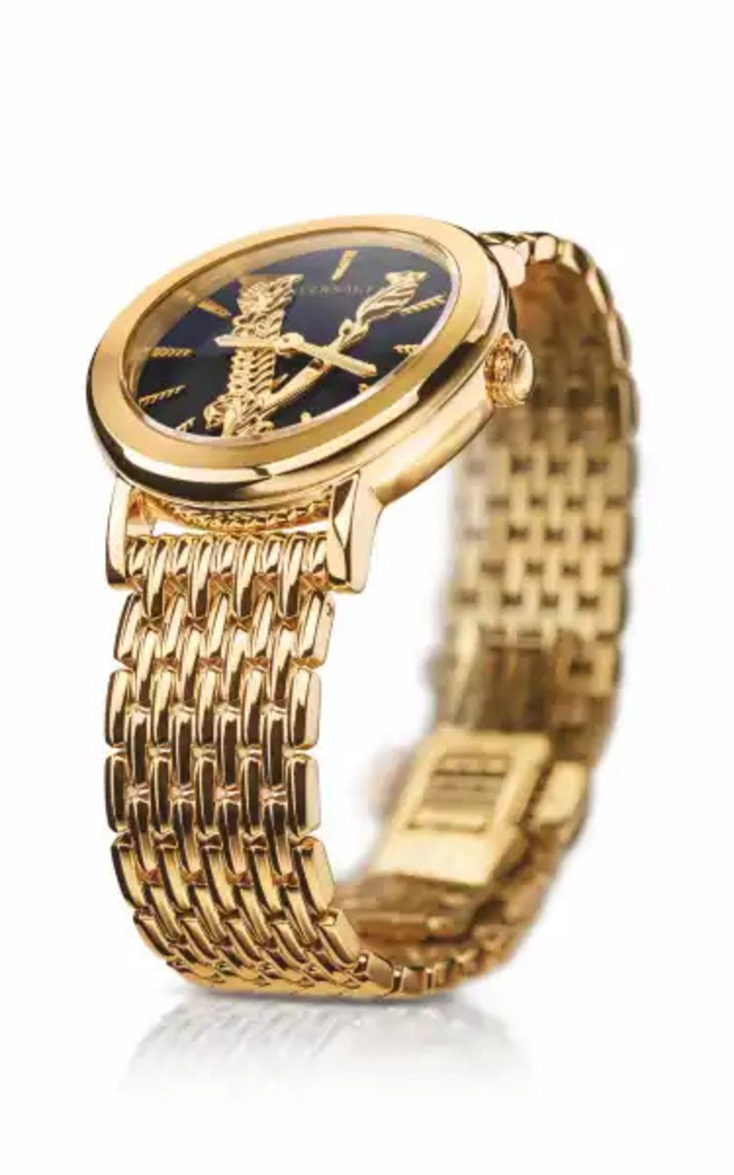 Versace Virtus Quartz Black Dial Gold Steel Strap Watch for Women - VEHC00619