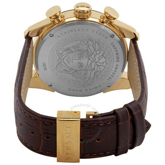  Shop Authentic Versace V-Ray Chronograph Quartz Black Dial Brown Leather Strap Watch For Men - VEDB00318 - Luxxuri