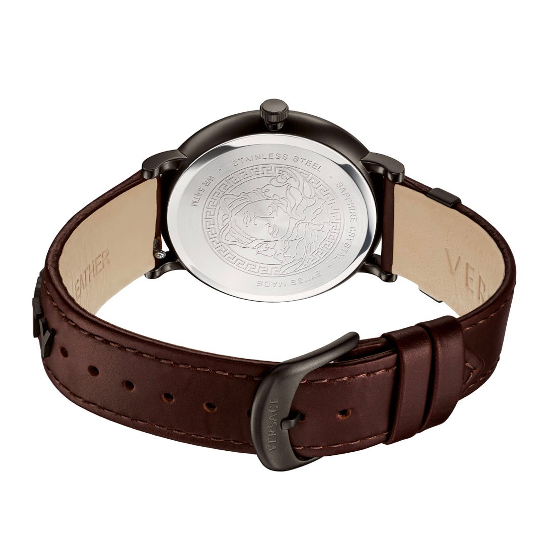  Shop Authentic Versace V-Circle Manifesto Black Dial Maroon Leather Strap Watch for Men - VBQ040017 - Luxxuri