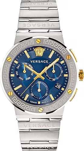  Shop Authentic Versace Greca Quartz Blue Dial Silver Steel Strap Watch For Men - VEZ900221 - Luxxuri