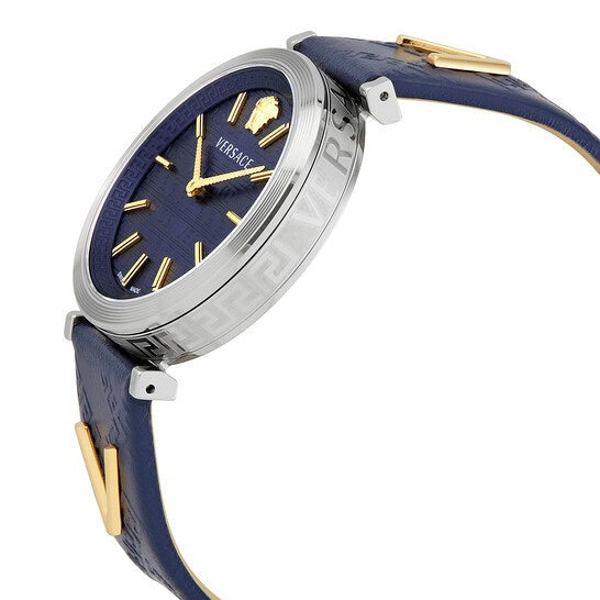  Shop Authentic Versace V-Twist Quartz Blue Dial Blue Leather Strap Watch for Women - VELS00119 - Luxxuri