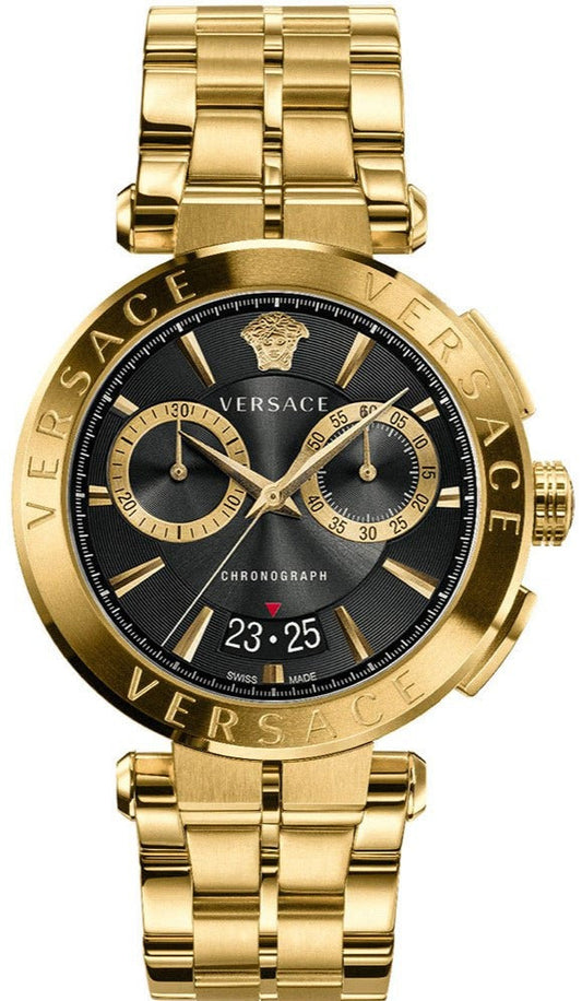  Shop Authentic Versace Aion Chronograph Black Dial Gold Steel Strap Watch For Men - VE1D01721 - Luxxuri