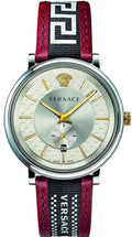  Shop Authentic Versace V Circle Silver Dial Two Tone Leather Strap Watch for Men - VEBQ01319 - Luxxuri