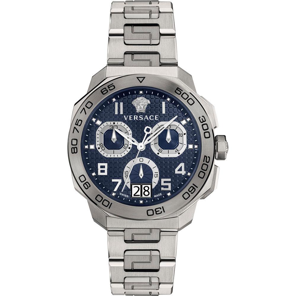  Shop Authentic Versace Dylos Chronograph Blue Dial Silver Steel Strap Watch for Men - VQC090016 - Luxxuri