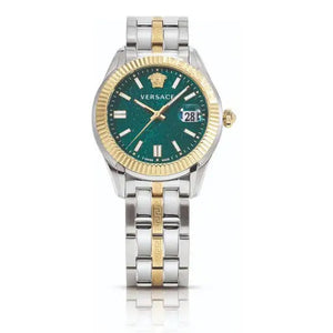  Shop Authentic Versace Greca Time Quartz Green Dial Two Tone Steel Strap Watch For Men - VE3K00422 - Luxxuri