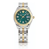  Shop Authentic Versace Greca Time Quartz Green Dial Two Tone Steel Strap Watch For Men - VE3K00422 - Luxxuri