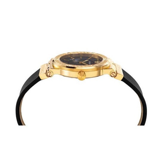  Shop Authentic Versace Greca Black Dial Black Leather Strap Watch for Women - VEVH00320 - Luxxuri