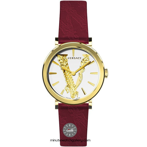  Shop Authentic Versace Virtus White Dial Red Leather Strap Watch for Women - VEHC00219 - Luxxuri
