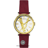  Shop Authentic Versace Virtus White Dial Red Leather Strap Watch for Women - VEHC00219 - Luxxuri