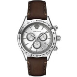  Shop Authentic Versace Classic Chronograph Quartz Silver Dial Brown Leather Strap Watch For Men - VEV700119 - Luxxuri