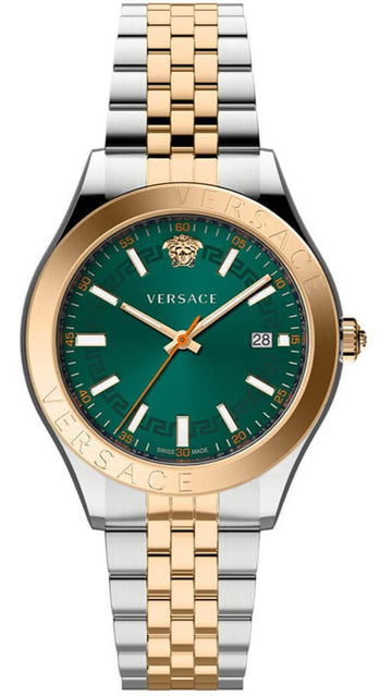 Shop Authentic Versace Hellenyium Quartz Green Dial Two Tone Steel Strap Watch for Men - VEVK01324 - Luxxuri
