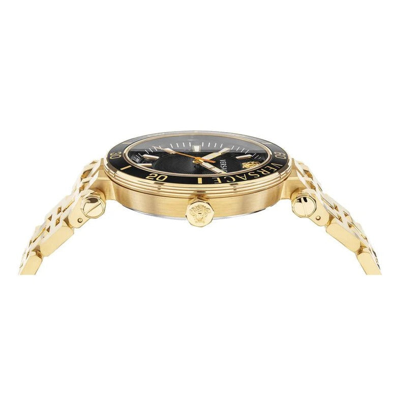  Shop Authentic Versace Greca Sport Quartz Black Dial Gold Steel Strap Watch for Men - VEZ300721 - Luxxuri