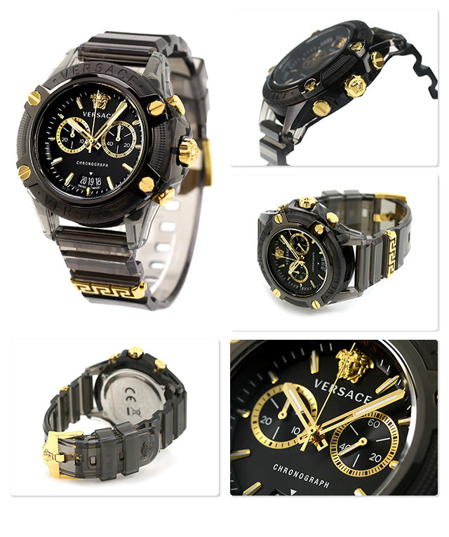  Shop Authentic Versace Icon Active Chronograph Black Dial Black Steel Strap Watch for Men - VEZ700421 - Luxxuri