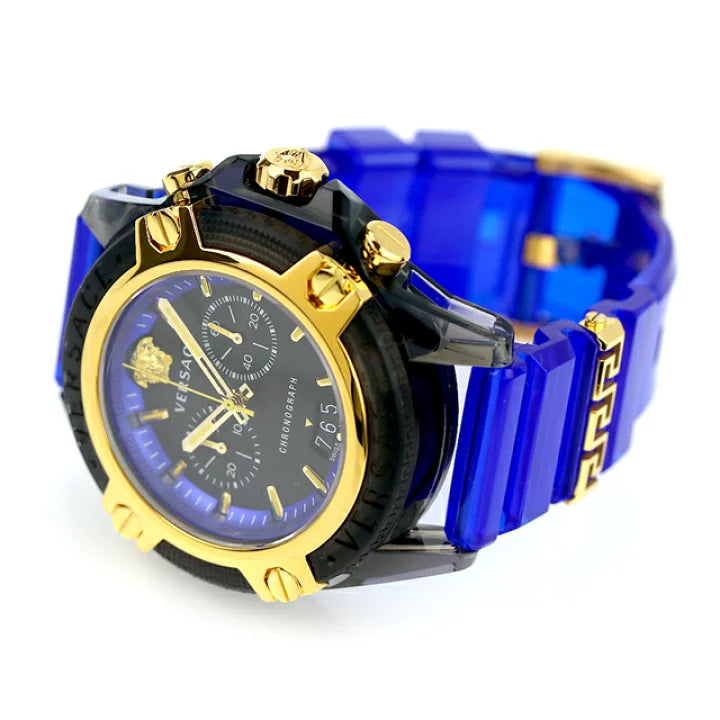  Shop Authentic Versace Icon Active Chronograph Black Dial Blue Rubber Strap Watch For Men  VEZ700521 - Luxxuri