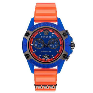  Shop Authentic Versace Icon Active Chronograph Quartz Blue Dial Orange Rubber Strap Watch For Men - VEZ700922 - Luxxuri