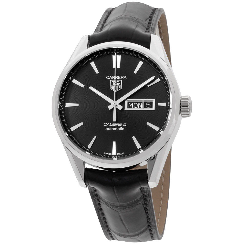 Tag Heuer Carrera Automatic 41mm Black Dial Black Leather Strap Watch for Men - WAR201A.FC6266