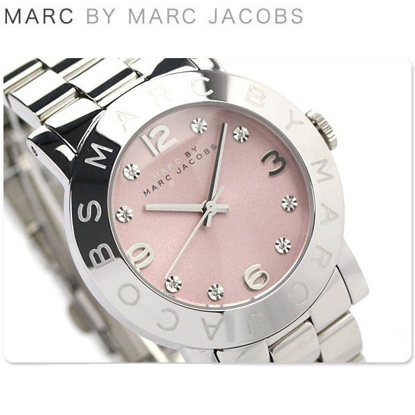 Marc Jacobs Amy Life Pink Dial Silver Steel Strap Watch for Women - MBM3300