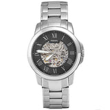  Shop Authentic Fossil Grant Automatic Skeleton Black Dial Silver Steel Strap Watch for Men - ME3103 - Luxxuri