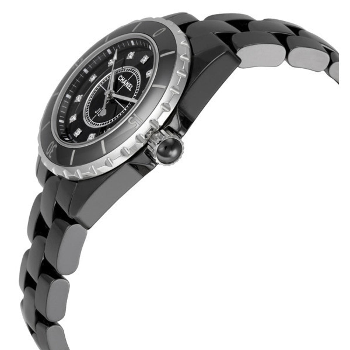  Shop Authentic Chanel J12 Quartz Diamonds Black Dial Black Steel Strap Watch for Women - J12 H1625 - Luxxuri