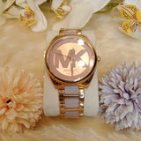  Shop Authentic Michael Kors Janelle Three Hand Rose Gold Dial Two Tone Steel Strap Watch For Women - MK7135 - Luxxuri