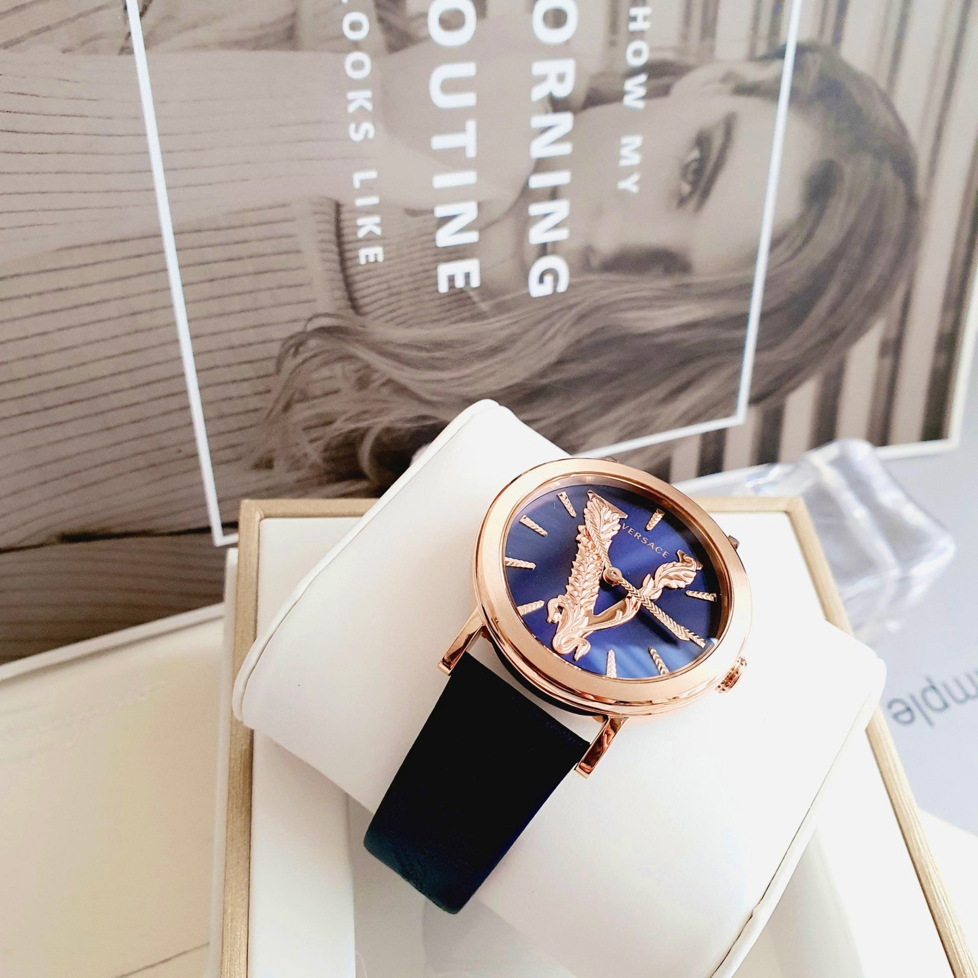  Shop Authentic Versace Virtus Quartz Blue Dial Blue Leather Strap Watch for Women - VEHC00419 - Luxxuri