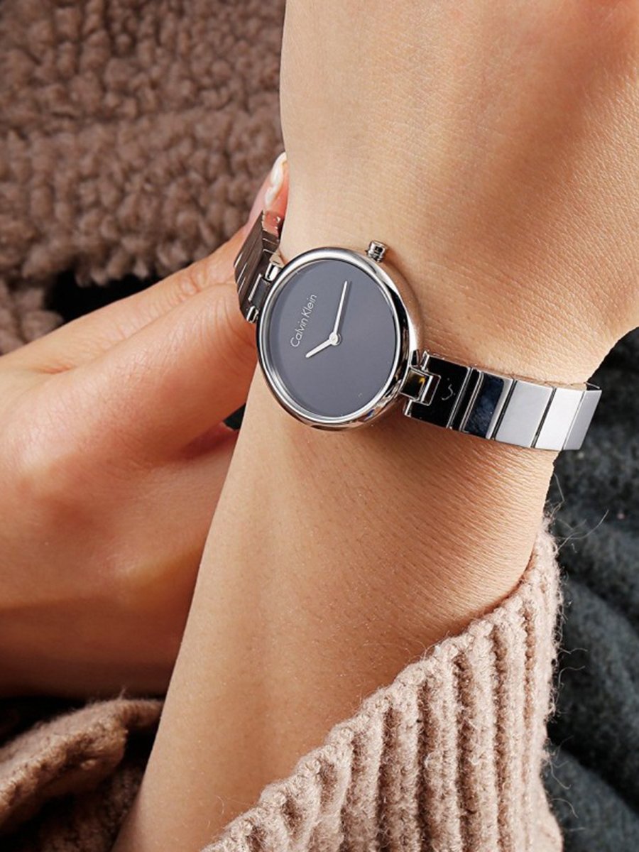  Shop Authentic Calvin Klein Authentic Black Dial Silver Steel Strap Watch for Women - K8G23141 - Luxxuri
