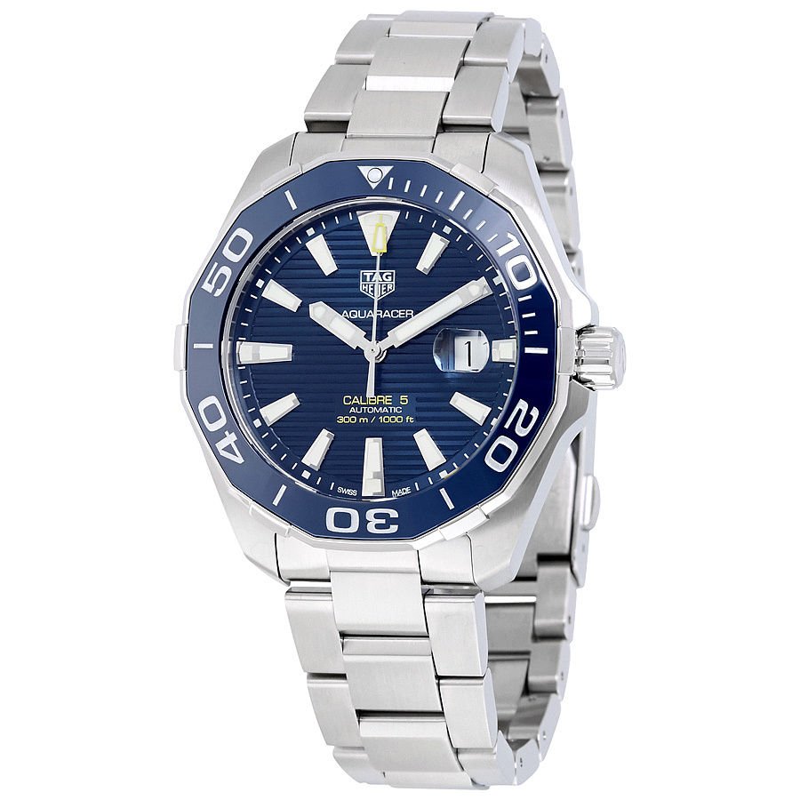  Shop Authentic Tag Heuer Aquaracer Calibre 5 Blue Dial Silver Steel Strap Watch for Men - WAY201B.BA0927 - Luxxuri